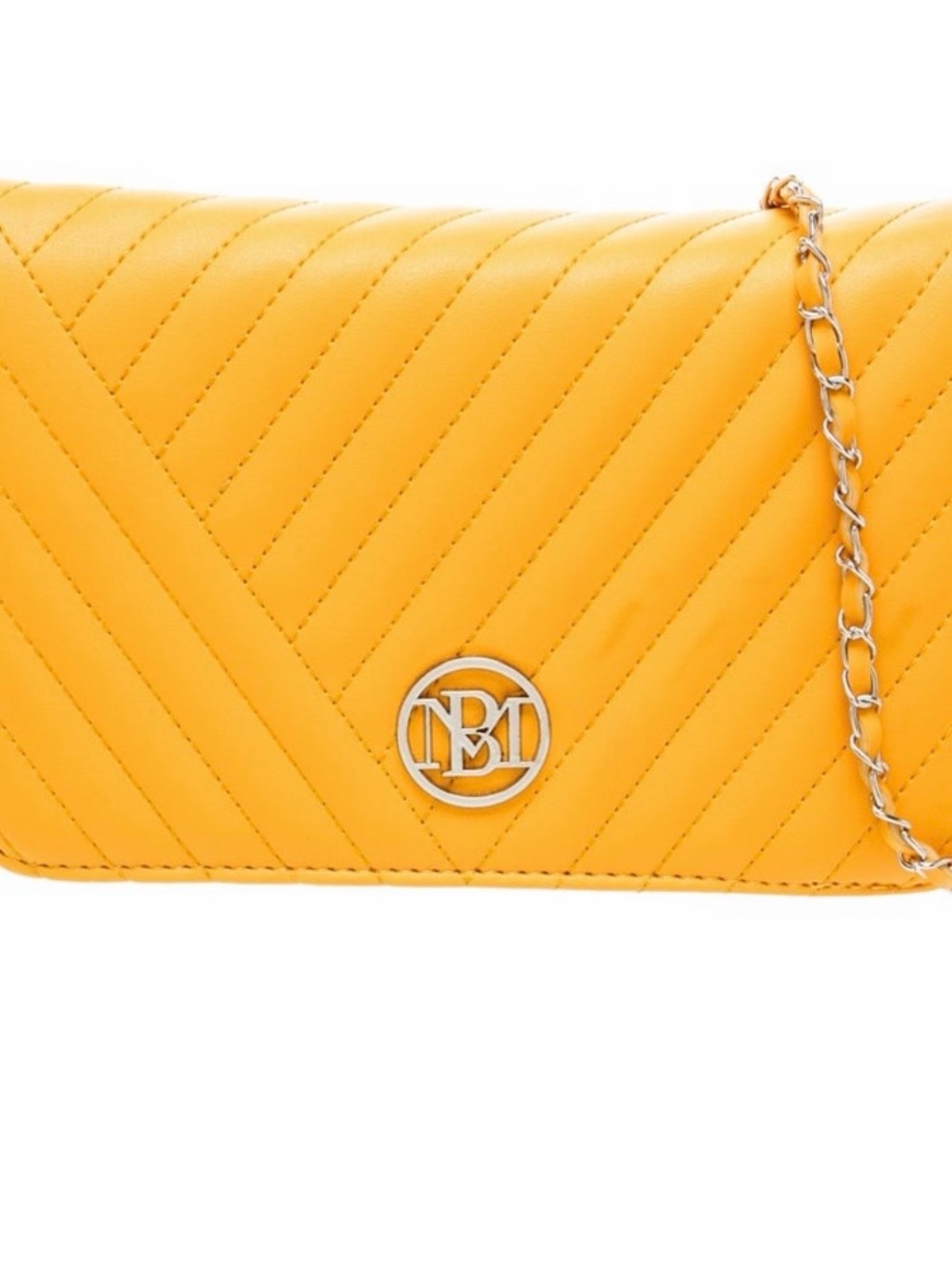 Badgley Mischka Yellow Quilted Chain-Stripe Crossbody